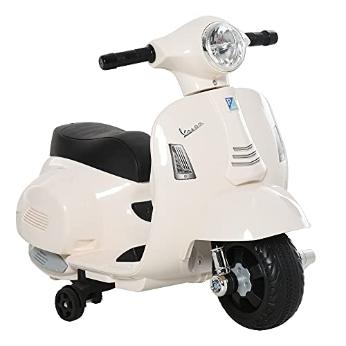 HOMCOM Vespa Elektromotorrad Kindermotorrad Elektrofahrzeug 18-36 Monate 3 km/h LED-Licht Sound...