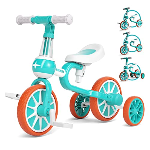 KORIMEFA 4 in 1 Laufräder Laufrad Kinderdreirad Dreirad Lauffahrrad Lauflernhilfe für Kinder ab 1...