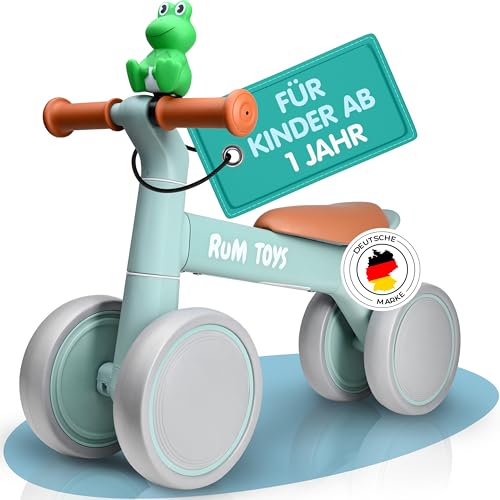 Rum Toys® Laufrad ab 1 Jahr mit Frosch-Hupe - Lauflernrad für Kinder von 1-2 Jahre [max. 25 kg] -...