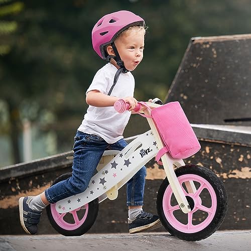 Joyz Laufrad aus Holz, Pink, Lauflernrad für Kinder ab 2 Jahren, Holzlaufrad mit verstellbarer...