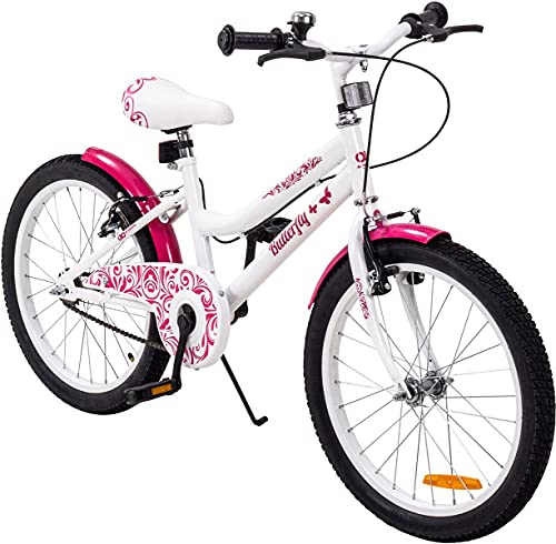 Actionbikes Kinderfahrrad Butterfly 20 Zoll - Kinder Fahrrad für Mädchen - Von 6-9 Jahren -...